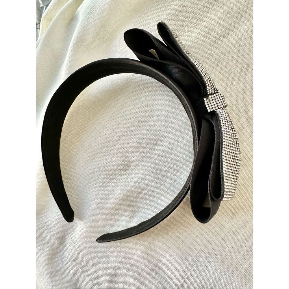 Sparkly Rhinestone black satin bow headband ￼ - Picture 3 of 6